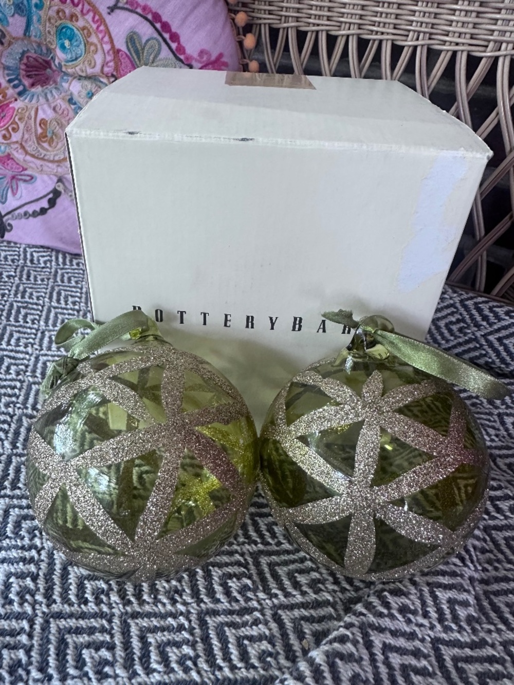 Pottery Barn Handblown Glass Ornament Set